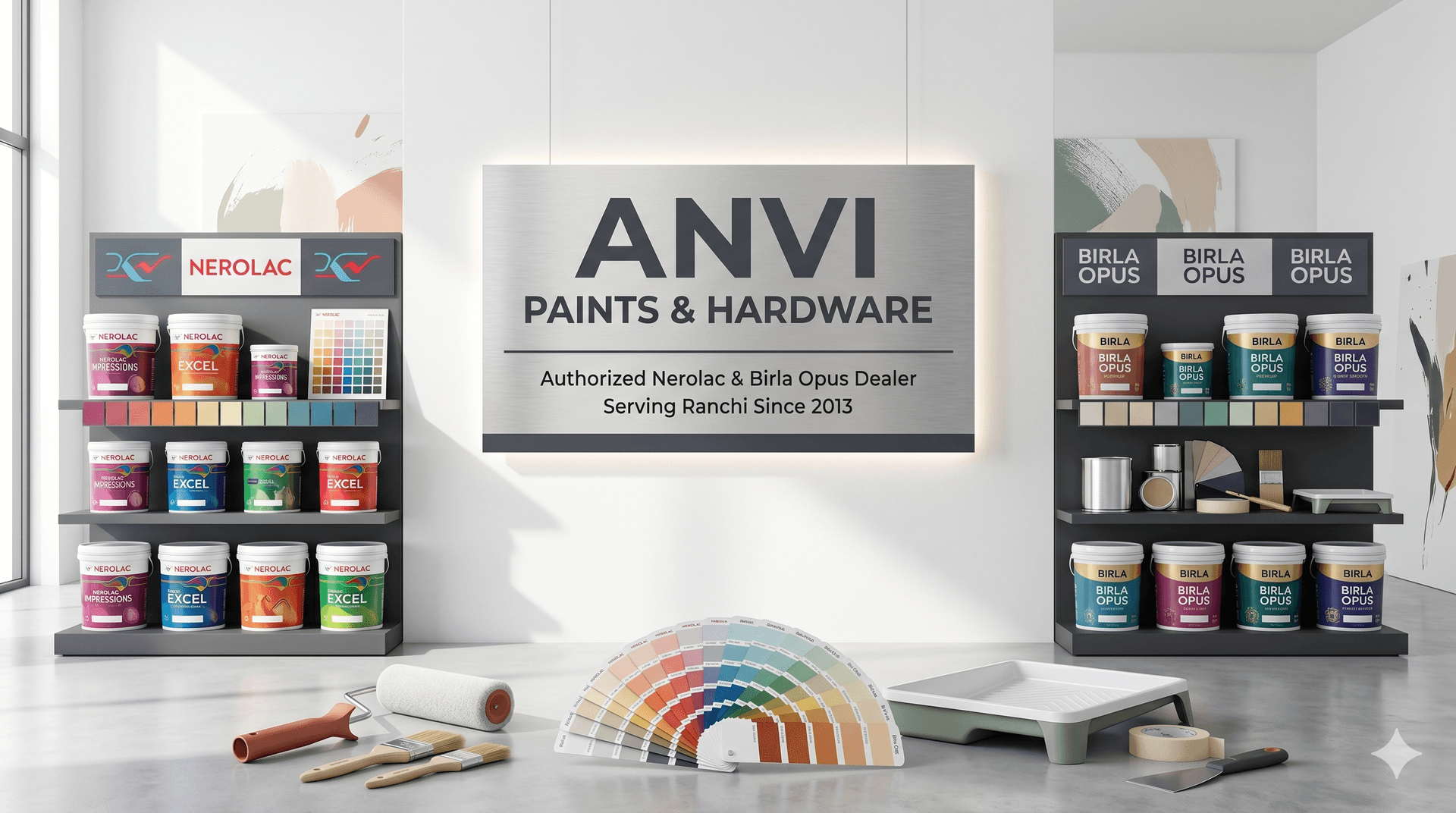 Anvi Paints store — Nerolac and Birla Opus authorized dealer in Ranchi